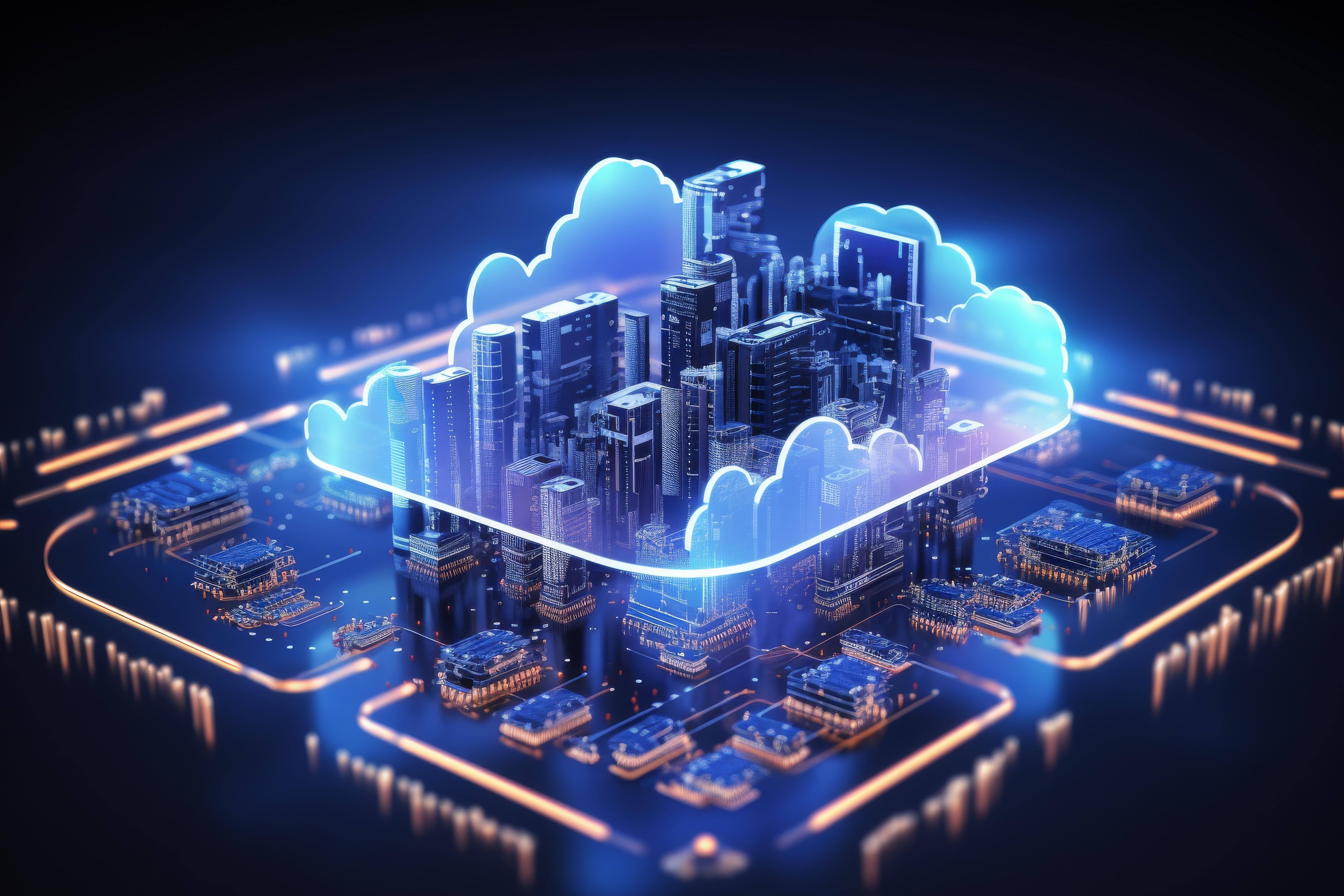 cloud-computing-concept-image-double-exposure-digitally-enhanced-smart-city-concept-cloud-computing